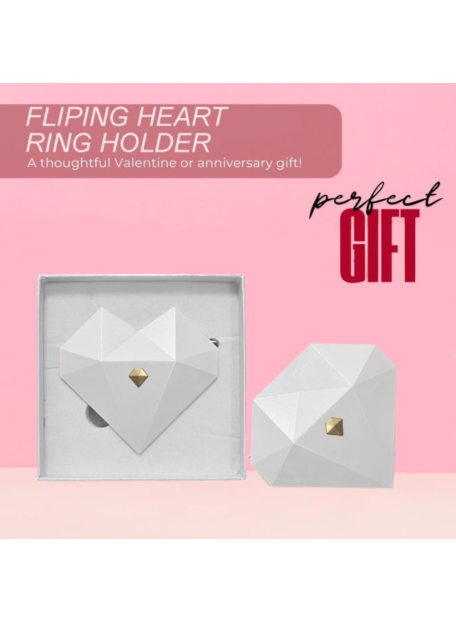 Home Smart Flip Heart Ring Box – Luxury Geometric Diamond-Cut Surprise Jewelry Gift Box for Wife, Girlfriend and Sister perfect for Proposal, Engagement, Valentine’s Day, or Anniversary - Image 4